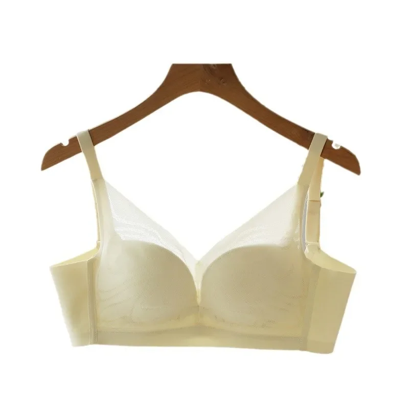Japanese Light Luxury 100% Mulberry Silk Traceless Underwear Women's Small Chest Push-up Auxilary Breast Anti-sagging Non-rims Bra