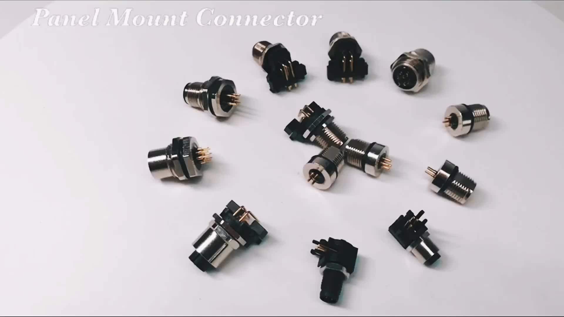 M12 2 Pin Waterproof Cable Connector Male To Female Straight Overmolded