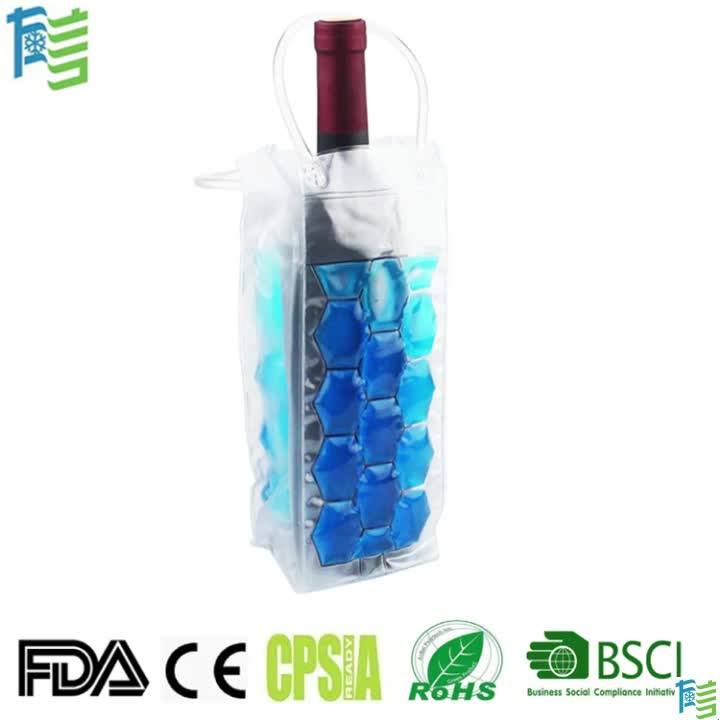 Reusable Pvc Wine Cooler Bag Gel Bottle Cooler Single Beer Bottle
