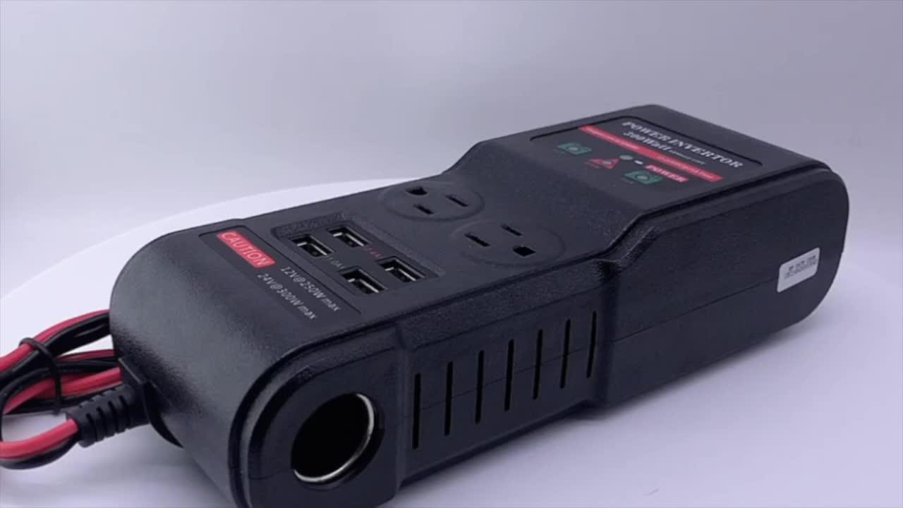 Truck Rv Inverter 12v Dc To 110v Dual Ac Outlets 4 Usb Dual 300w Ac Car