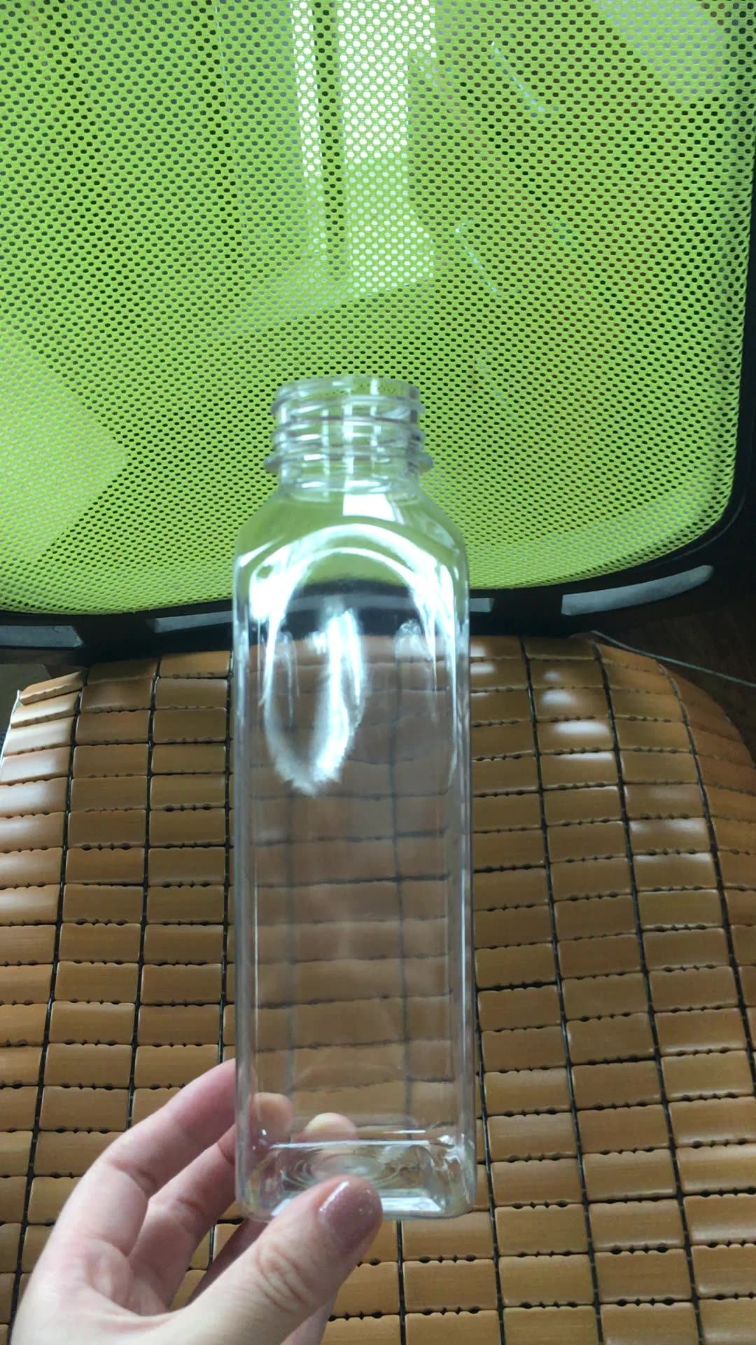 350ml Beverage Plastic Bottle Empty Clear French Square Smoothie Cold