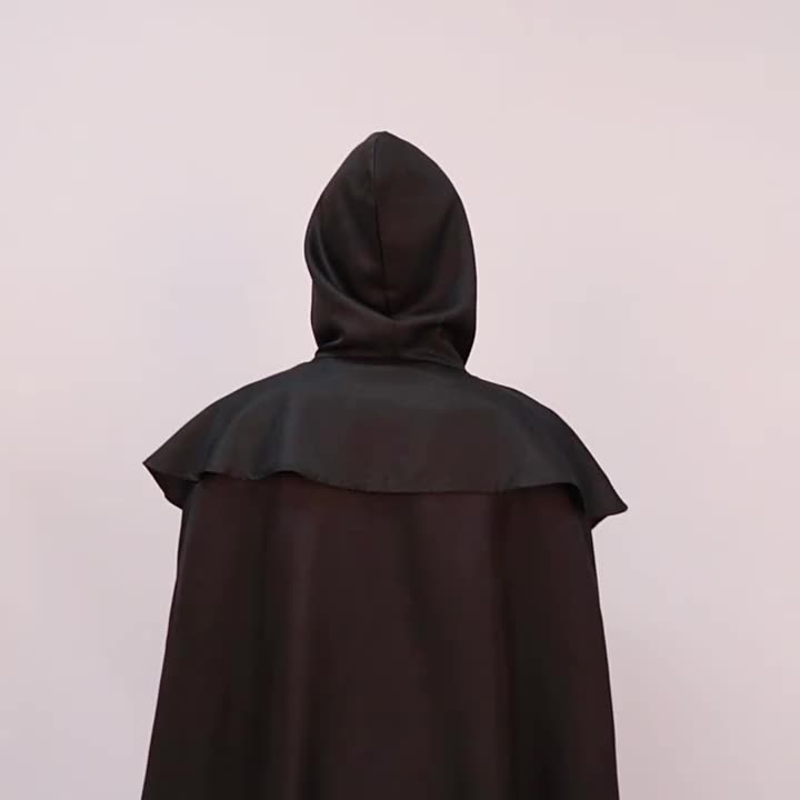Capa Medieval Con Capucha Y Cruz – Disfraz De Caballero Templario, Poncho Renacentista, Vampiro O Gótico – Ideal Para Halloween, Cosplay Y Fiestas De Disfraces