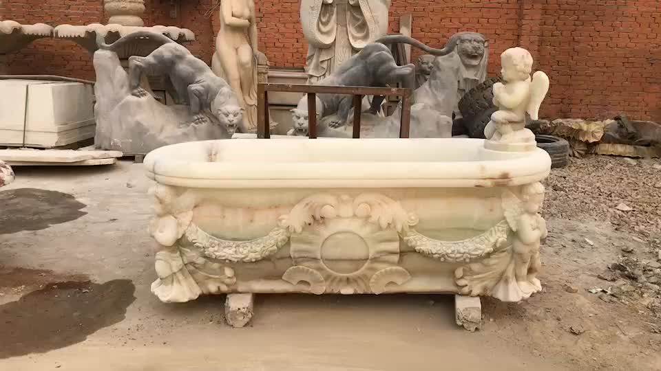Stone Bathtub Hand Carved European Style Natural Marble Bath Tub With