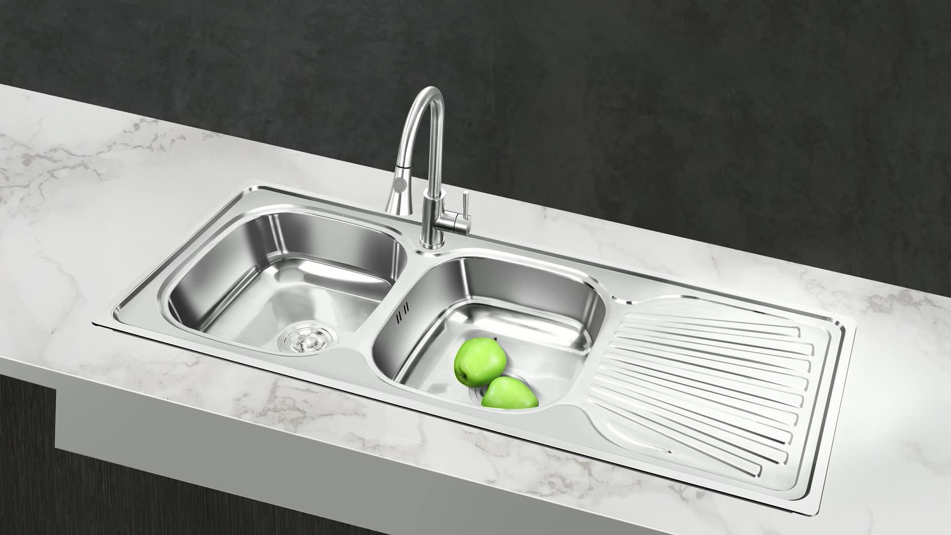 K12050a South Africa With Trash Can Bin 2 Two Double Bowl Kitchen Basin Sink Stainless