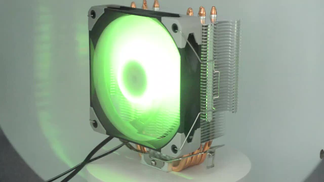 Cpu Cooler Fan Radiator Aluminum Shell Powder 6 Heat Pipe Computer Pc