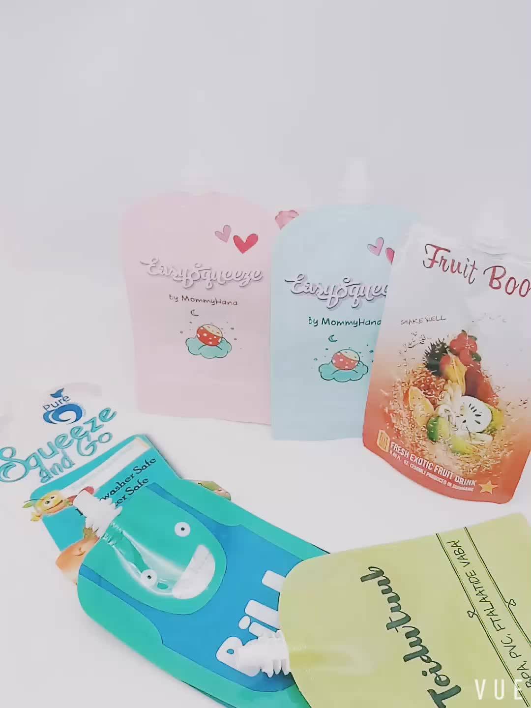 Customized Biodegradable Water Liquid Foodbeverage Spout Pouch Disposable Plastic Juice Drink