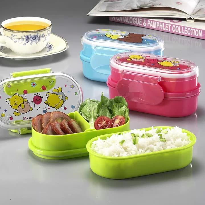 School Kids Stackable Food Storage Container Portable Plastic Bento