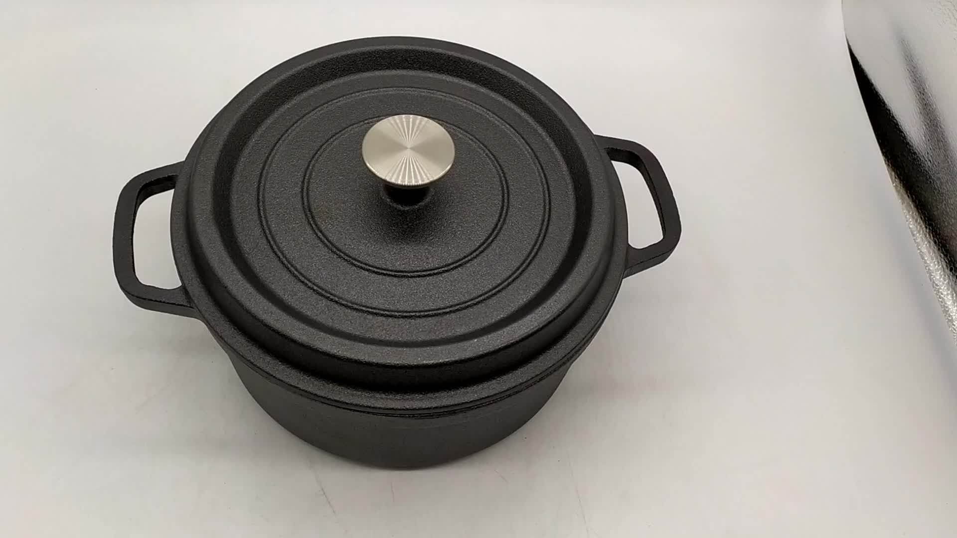 Black Cast Iron Round Casserole Preseasoned Cooking Pot Cast Iron Hot