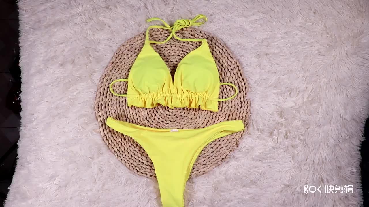 Fat Girls Micro Yellow Bikini Women Sexy Biquini Swimsuit Strappy Low ...