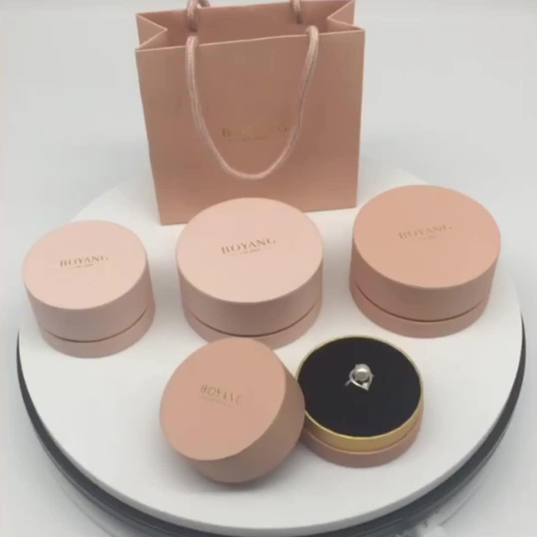China Factory Custom Gift Packaging Round Jewelry Ring Box Printed Logo