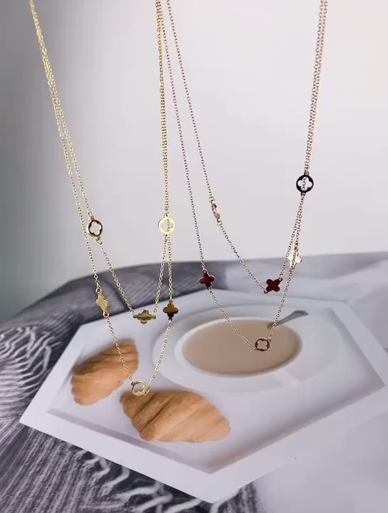 [韓国人気ジュエリー] nff petal pendant necklace Korean fashion jewelry Classic brand four petal flower