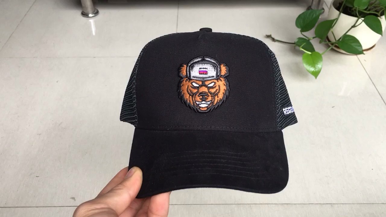 Sinaloa Mexico Old English Patch Trucker Hat - Flexfit 6-Panel Snapback Mesh Cap, Embroidered In USA - View #3