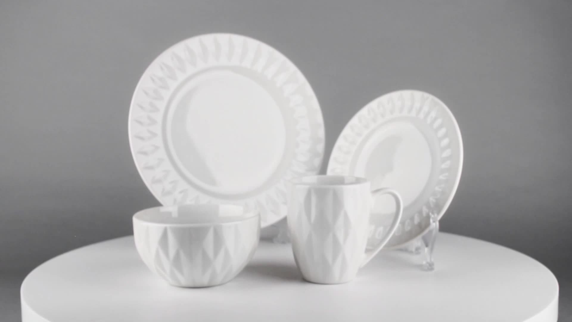 16pcs Dinner Set Mexican Embossed Stoneware Dinnerware Sets With Sedex