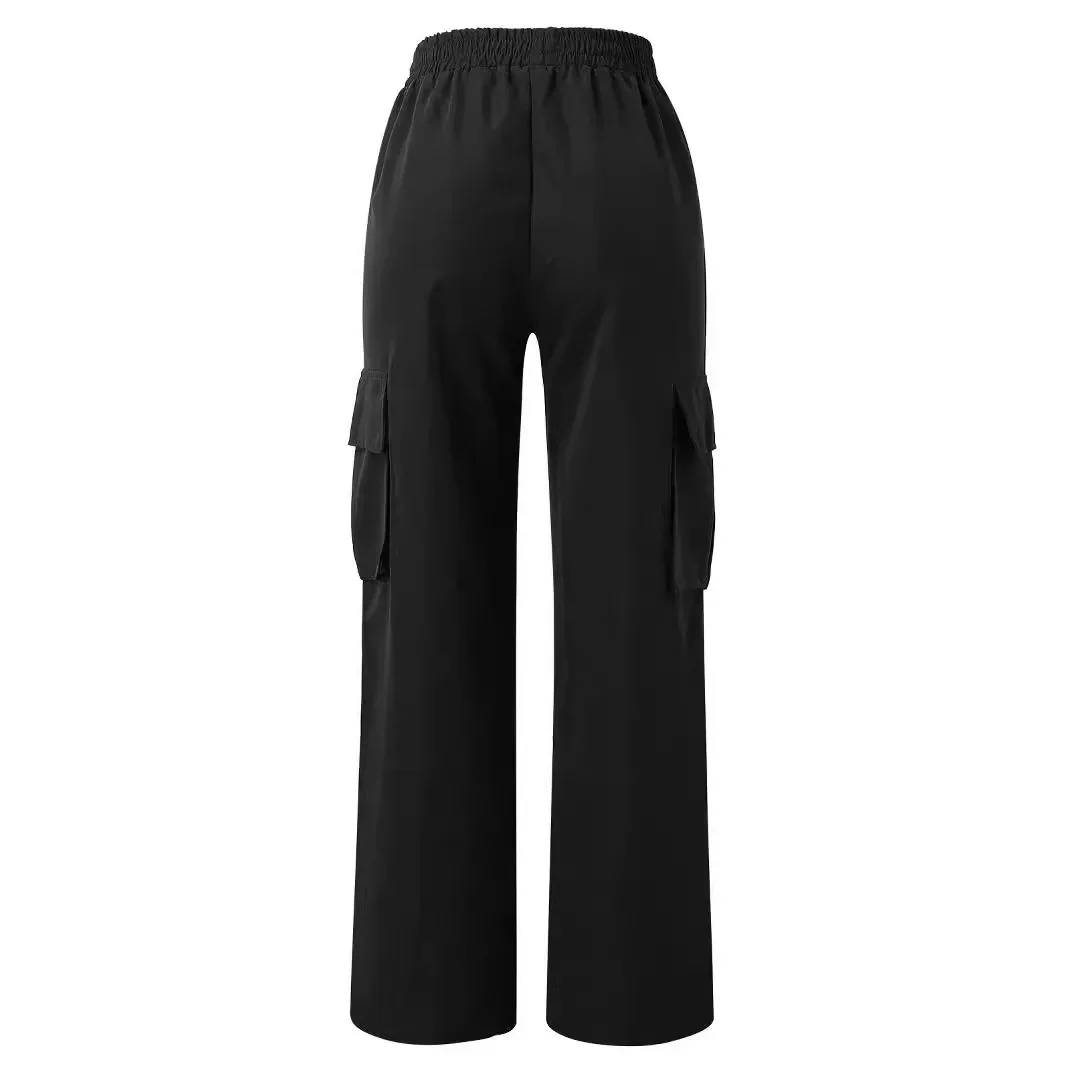 Cross-border Cargo Pants Women's Summer Thin High-Waisted Wide-Leg Straight Trousers Breathable American Retro Style Casual Pants