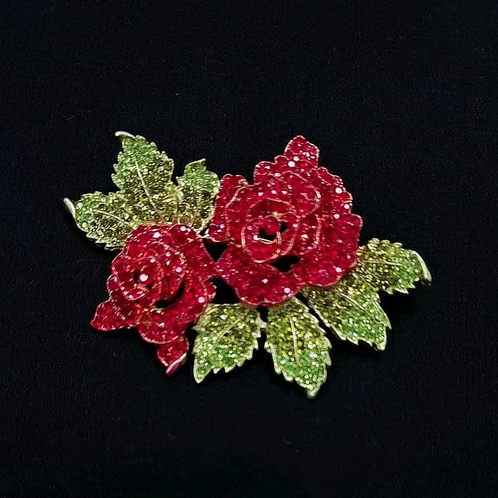Cheap High Quality Handmade 2.75 Inch Red Rhinestone Rose Flower