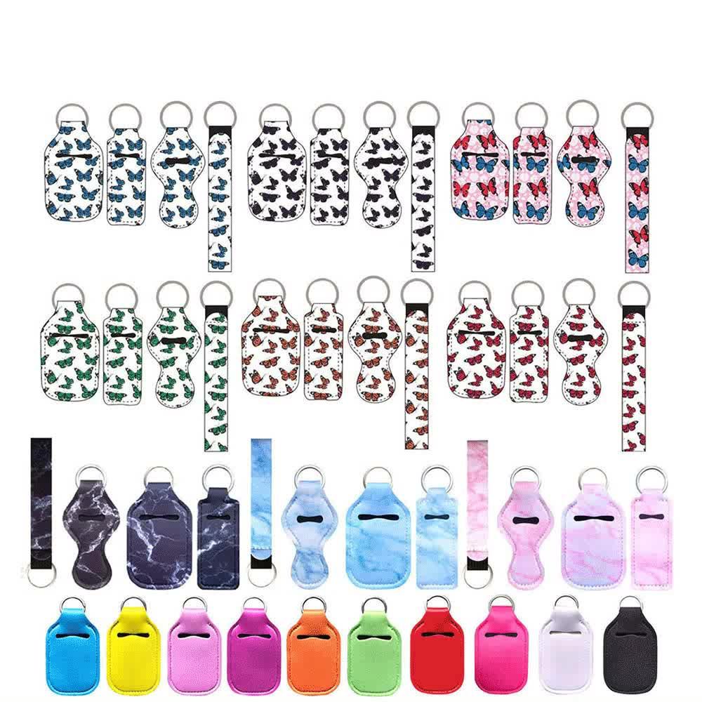 30ml Bottle Keychain Holders Set Hand Sanitizer Pouches Chapstick