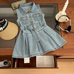 Girls' Dresses 2025 Summer New Children's Princess Dresses Denim Skirts Baby Girls Dresses Summer Trend