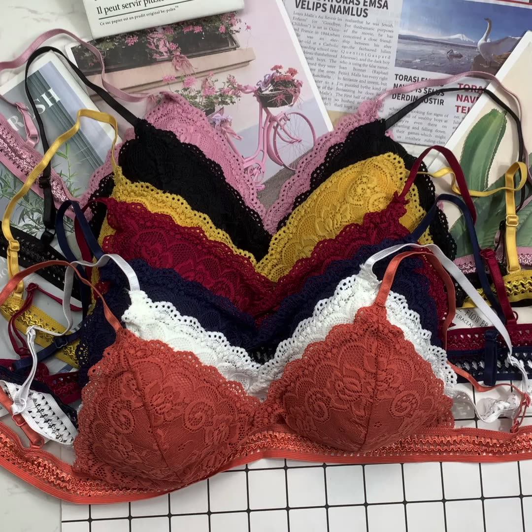 Wholesale Seamless Deep V Lace Girl Women Bra Wireless Thin Underwear