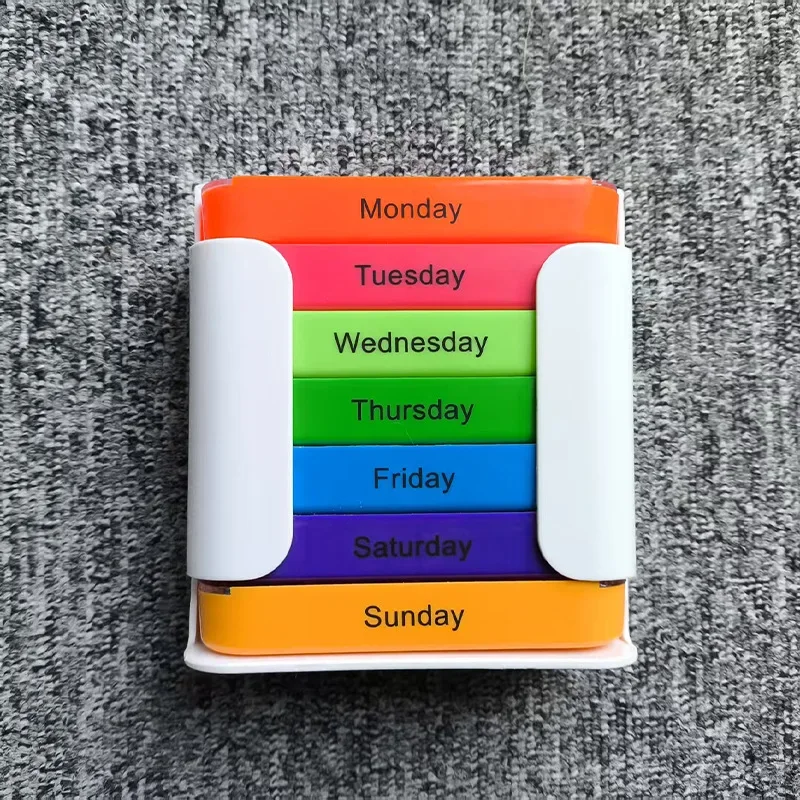 Foreign Trade Best-Selling Food-Grade Pill Box Square Seven-Day Drawer-Type Convenient 28-Compartment Pill Box Safe and Portable Pill Box