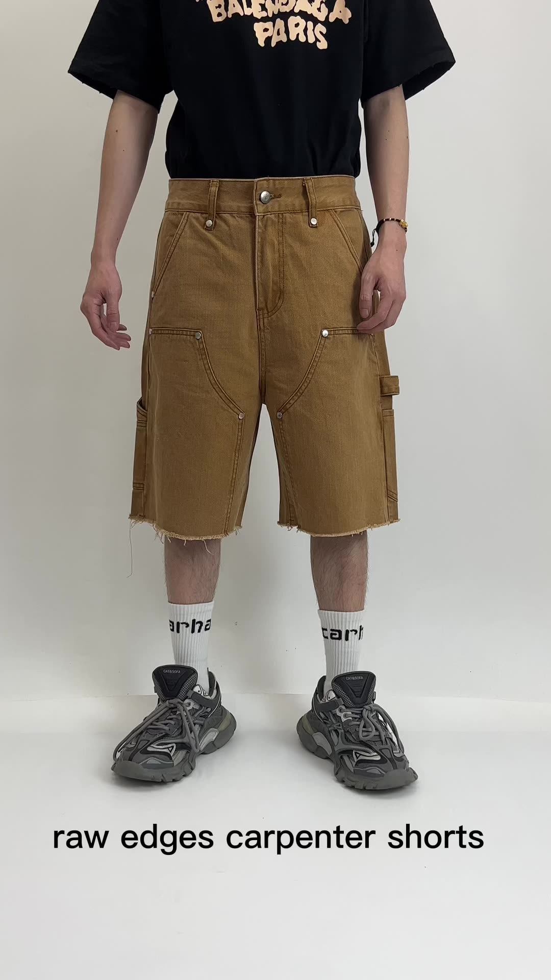 LARSUR Custom Logo OEM ODM Baggy Skate Camo Cargo Shorts Jorts Camo  Carpenter Work Shorts Pants Men Camouflage Denim Shorts