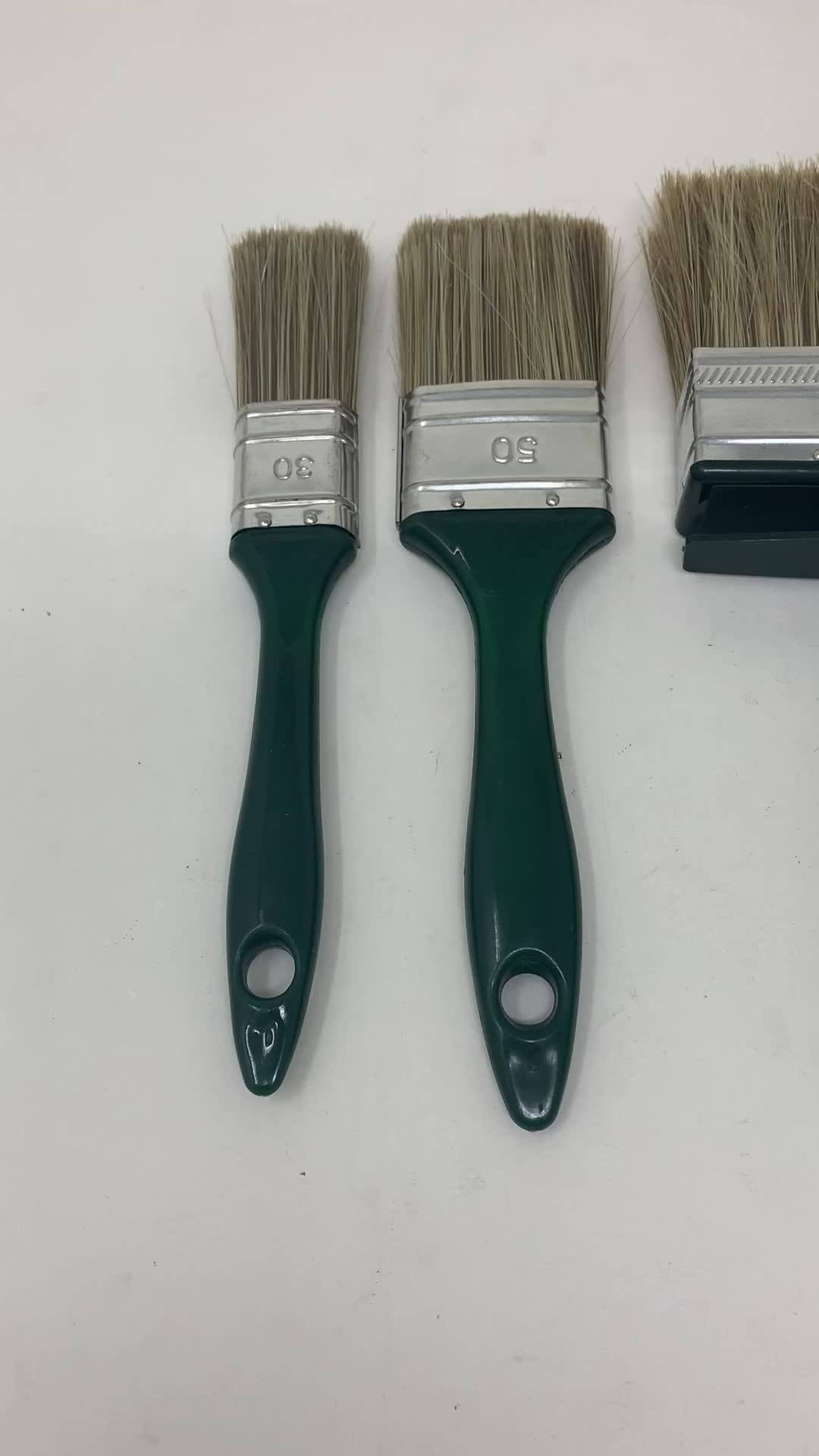 White Paint Brush Cleaner Tinplated Natural Wood Handle Varnished Oil