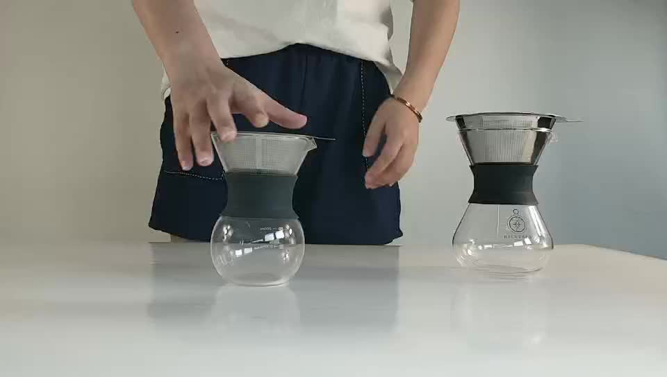 Black Silicon Band Coffee Dripper Pour Over Coffee Maker With Permanent