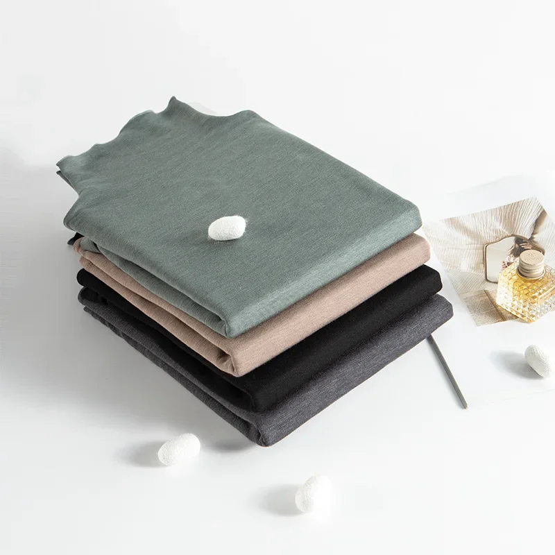 Silk base body-friendly demi-season thin knitted fitted solid color…