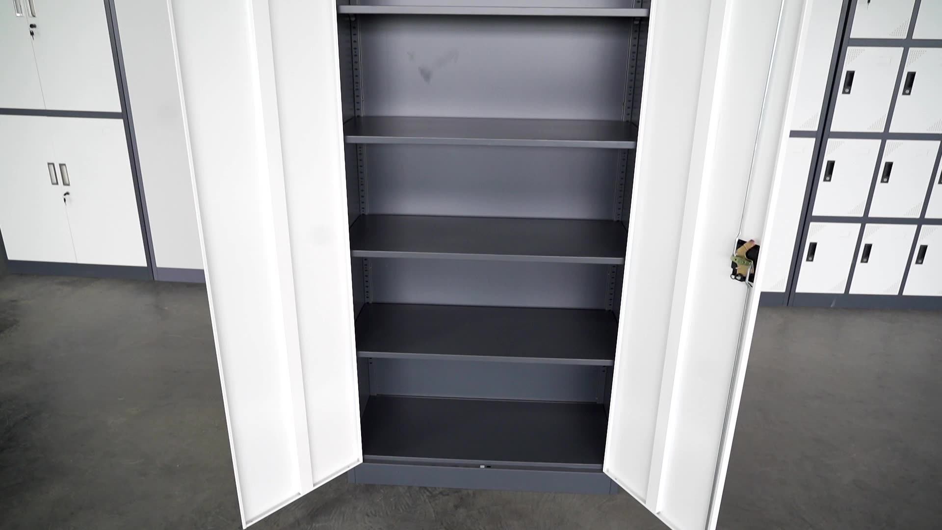 Tall Two Doors Light Grey Second Hand 4 Layers Steel Storage Cupboard