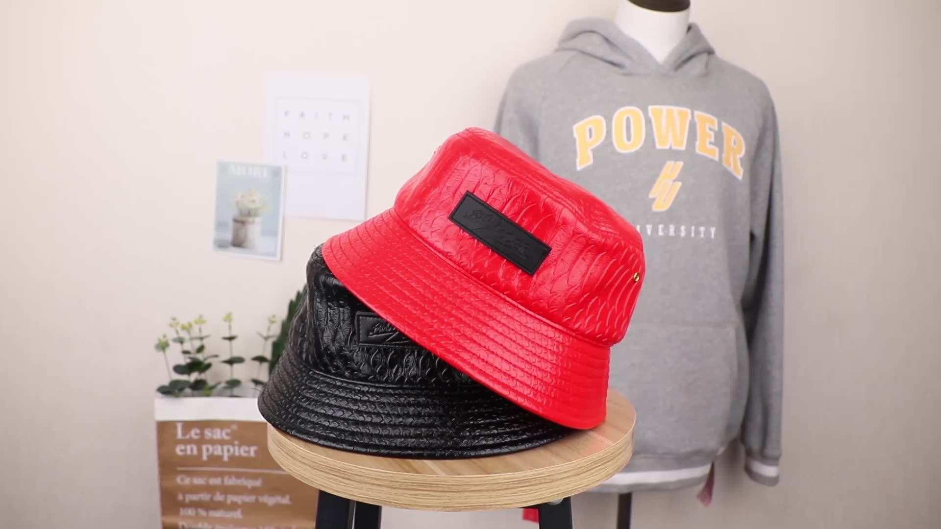 Unisex Spring Wide Brim Wholesale Designer Customizable Leather Bucket