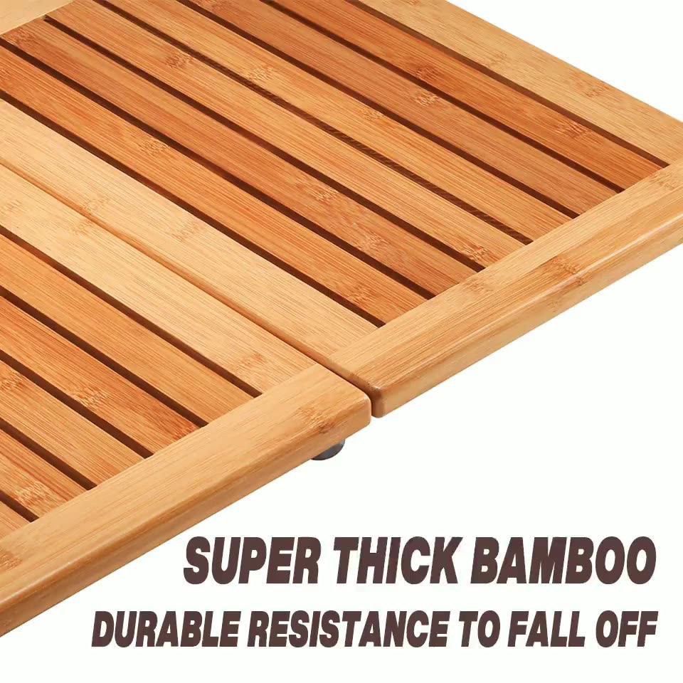 Outdoor Wooden Shower Floor Mat Oversized 23.9 X 17.5 X 1 Inch