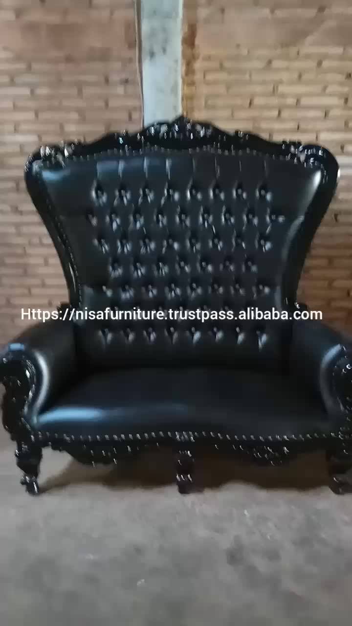Luxury Victorian Furniture Luxury High Back King Throne Loveseat Black