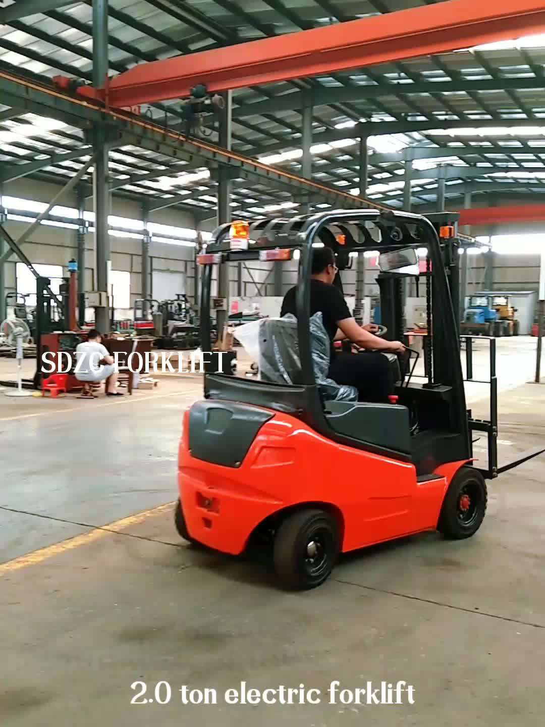 Hot Sale Green Color Car Fork Lift Truck 2.0 Ton Electric Forklift With