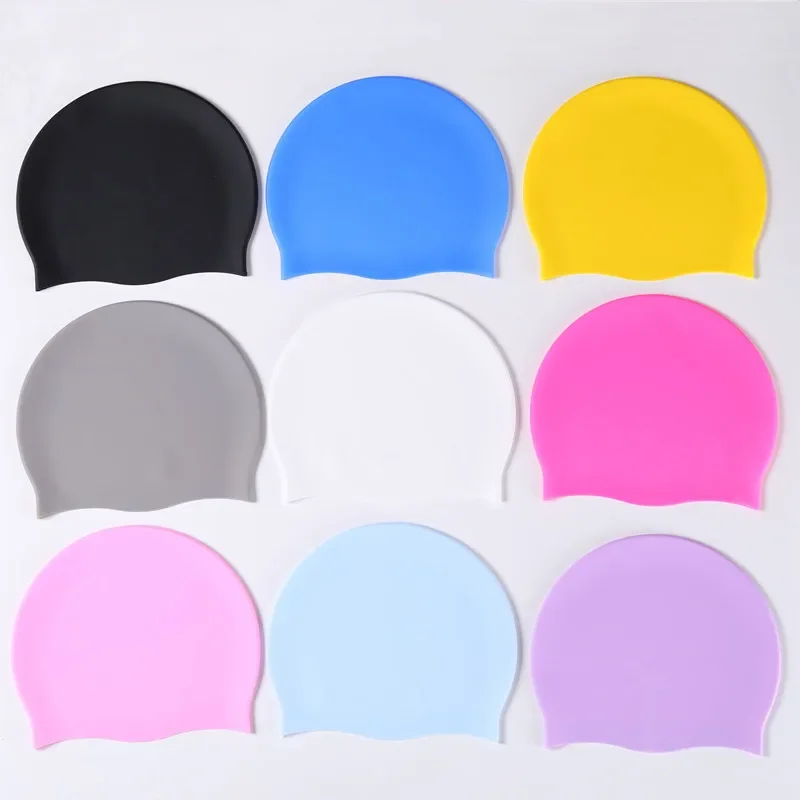 Silicone Swimming Cap Wholesale Solid Color Waterproof Diving Cap Plus Size Swimming Cap Adult Swimming Equipment