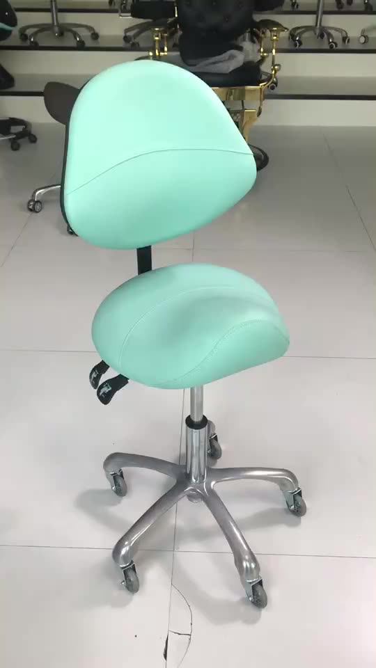 Modern Ergonomic Saddle Rolling Dental Stool Office Chair Adjustable Hydraulic Salon Stool Blue