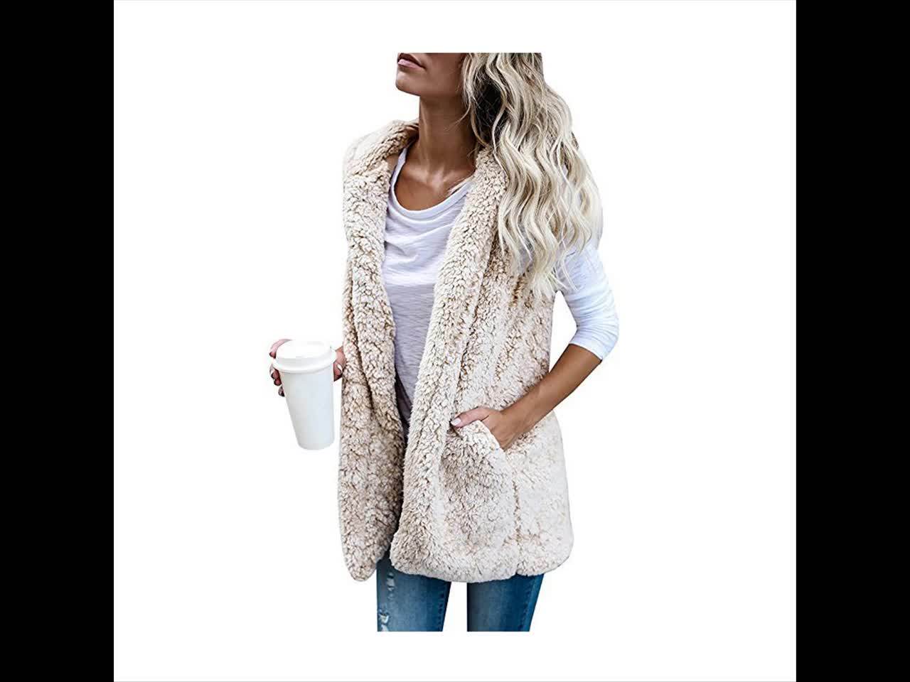 sherpa hooded vest womens
