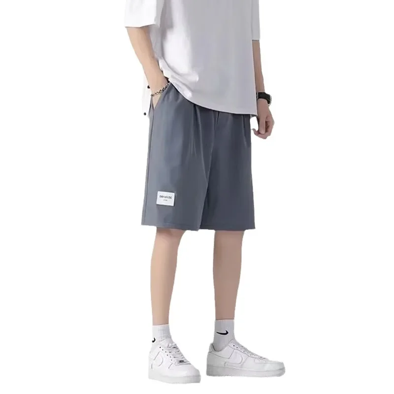 Summer thin ice silk American streetwear loose casual basketball shorts five-pocket casual sport pants for men