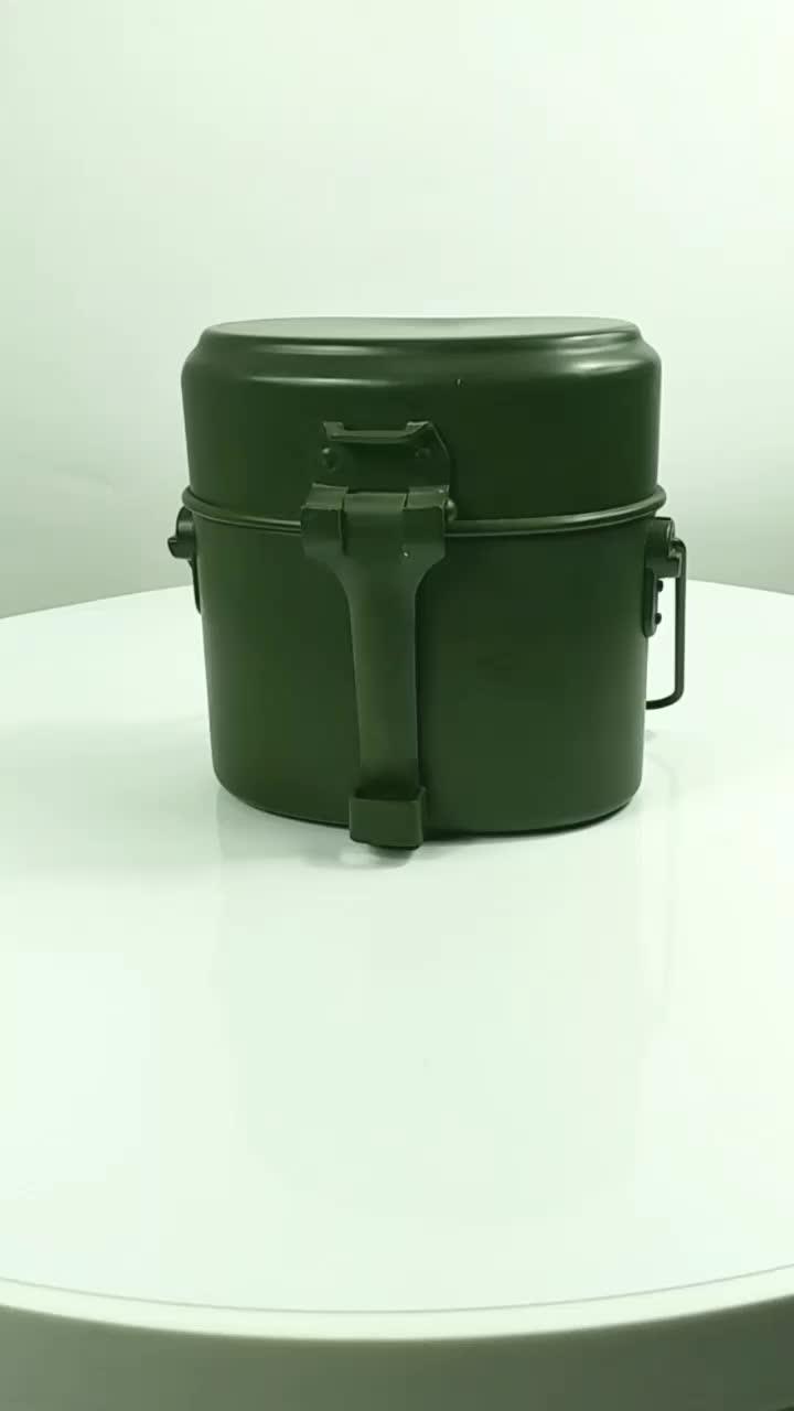 Army Aluminium German Olive Canteen 3 In 1 Mess Tins Military Lunch Box