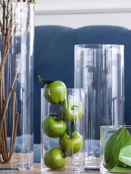 Bixuan Clear Glass Flower Arrangement Cylinder Vase Wedding Decor Table