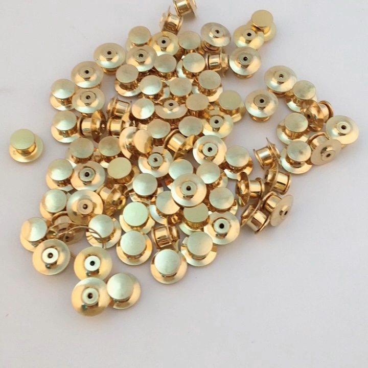 Gold Locking Lapel Pin Back Clutch Clasp Fastener Brass Deluxe Spring