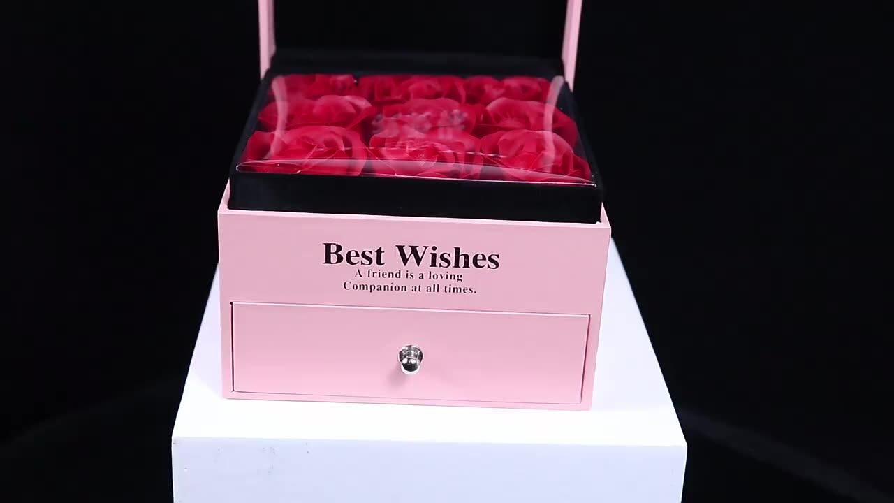 New Wedding Rose Gift Box Double Layer Drawer 9pcs Lipstick Necklace