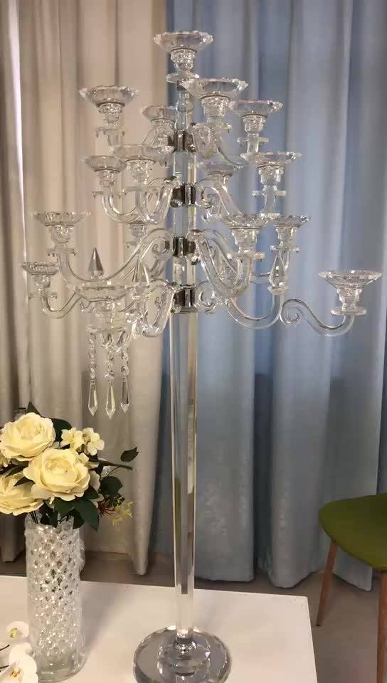 17 Lights Crystal Floor Candelabra For Wedding Centerpiece Factory Sale