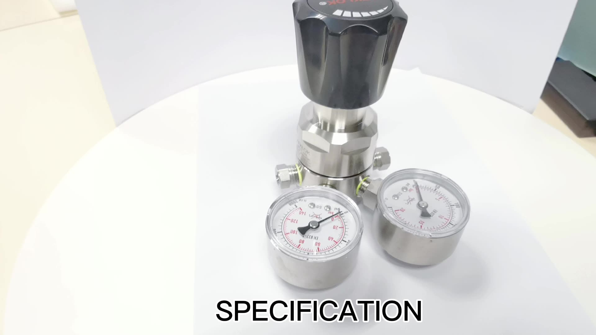 Two Pressure Gauges Steel Cylinder Connector Intake Air Regulator