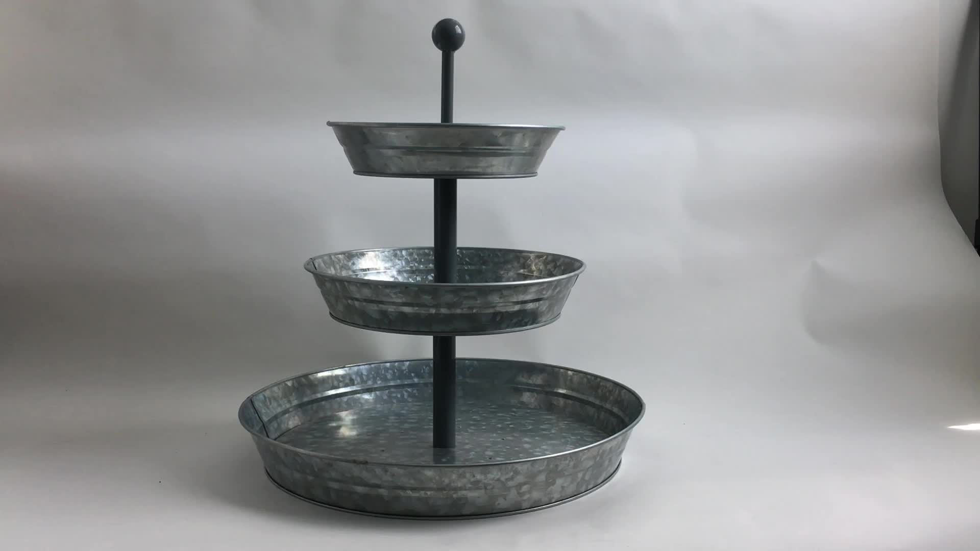 Wrought Iron 3 Tier Display Cake Fruit Food Storage Serving Tray