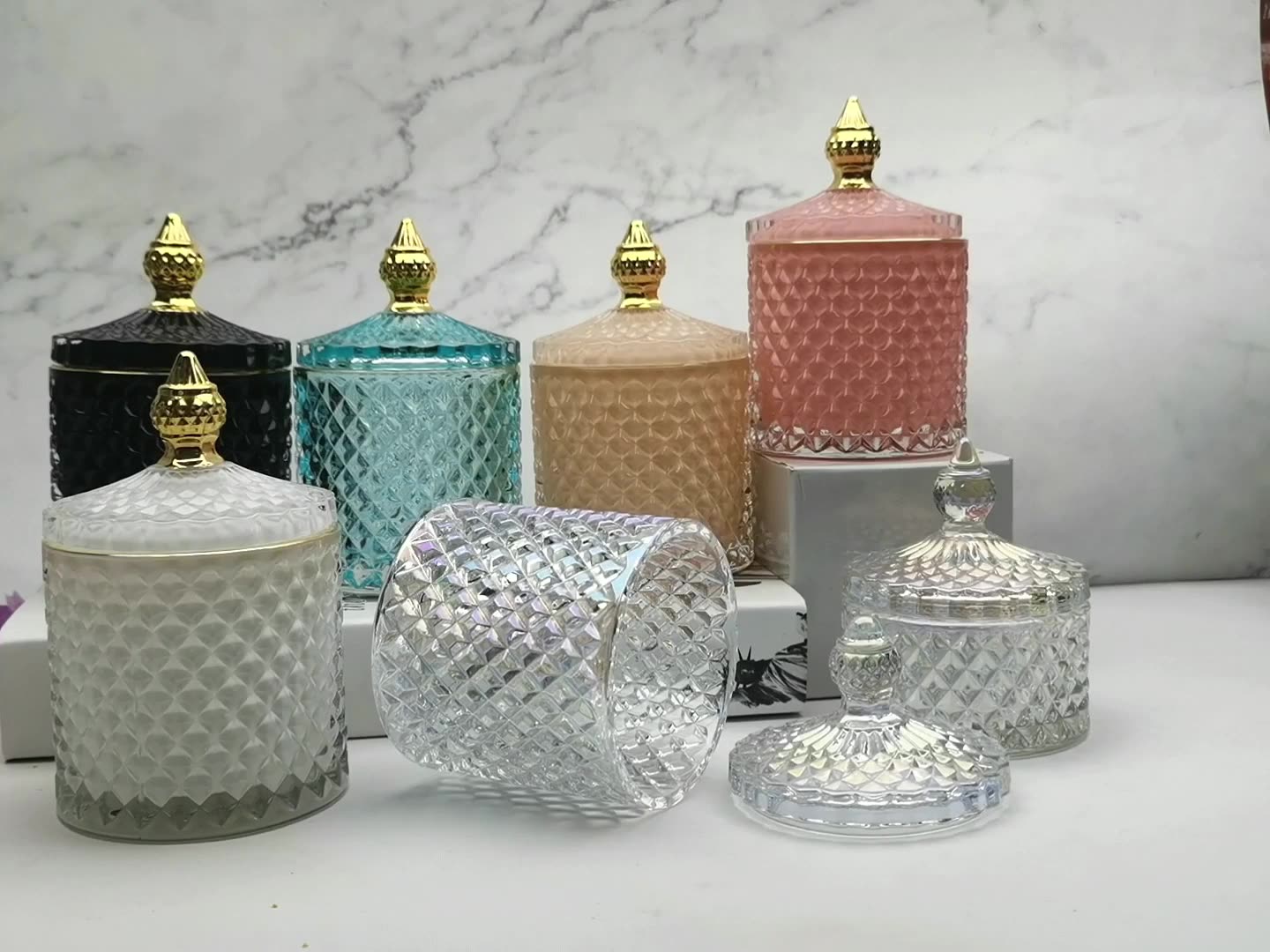 10 Oz Luxury Empty Candle Jars With Lid For Making Glass Candle Holder 