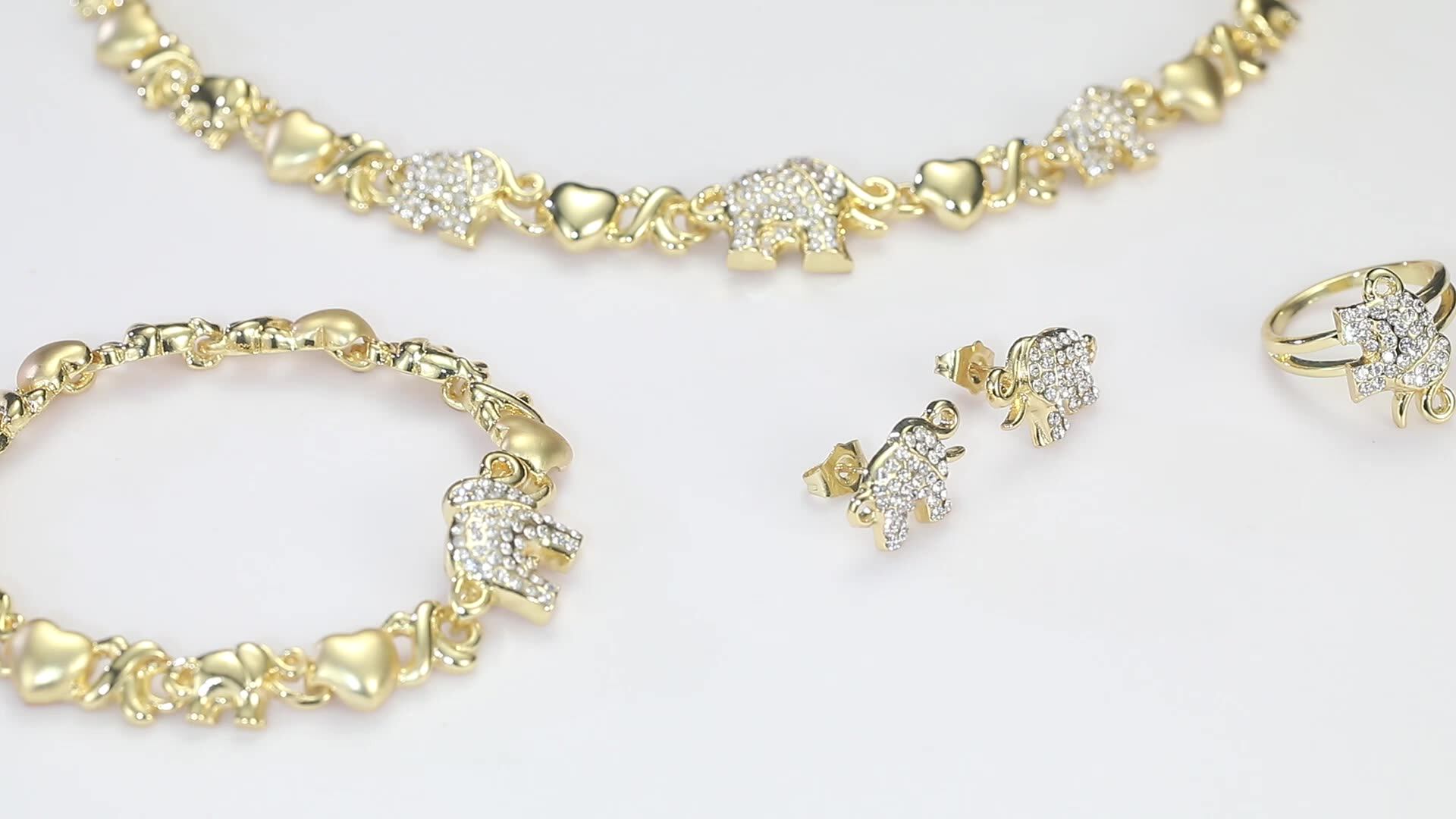 T0239 Latest Design Xo 18k Gold Plated Elephant Jewelry Set Jewelry
