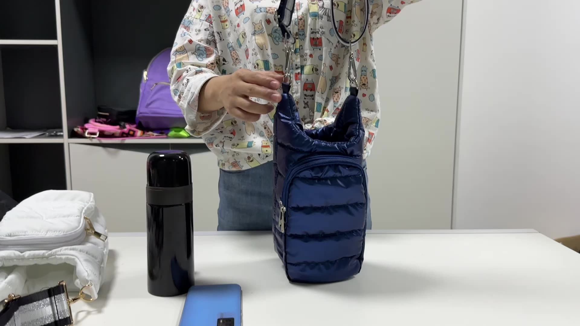 Crossbody Hydrobag Quilted Water Bottle Holder Carrier With Strap Water