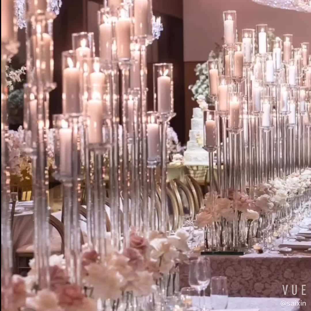 Zt323l Factory Wholesale Crystal Glass Candelabra Centerpieces Wedding