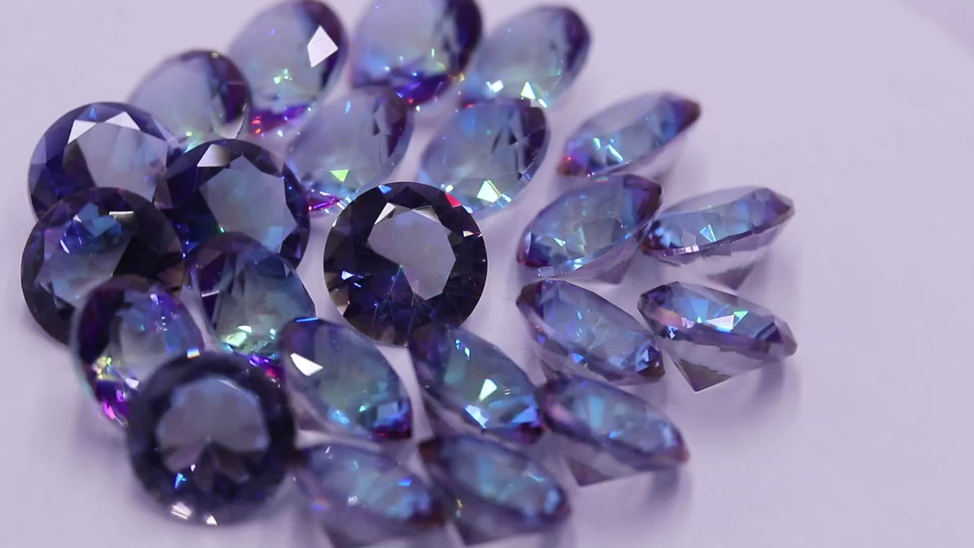 Synthetic Crystal Violet Rainbow Round Glass Gemstone Buy Diamond Cut