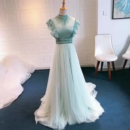 green chiffon evening gown