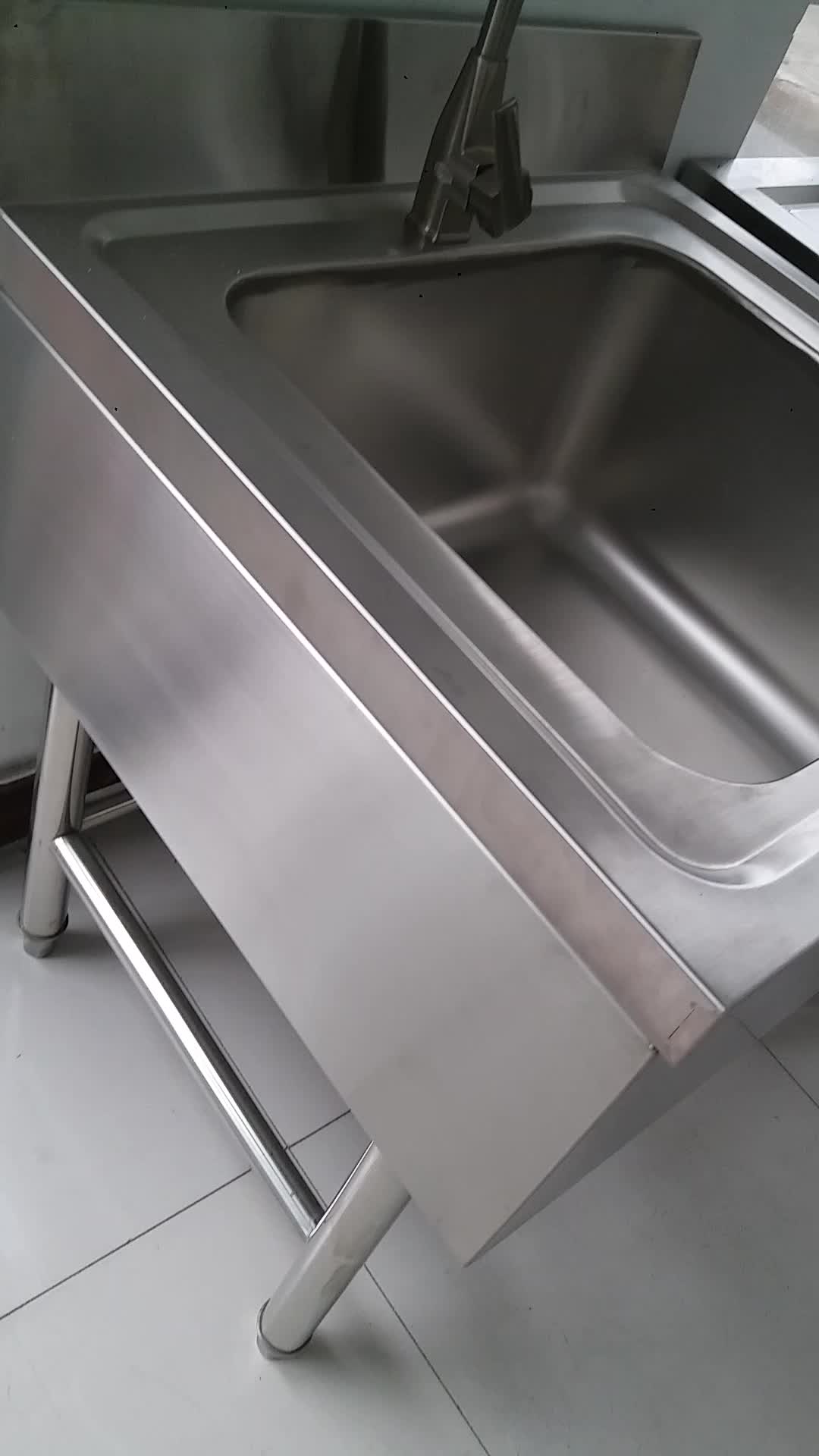 Adjustable Legs Single Bowl Deep Kitchen Food Sink Table/stainless